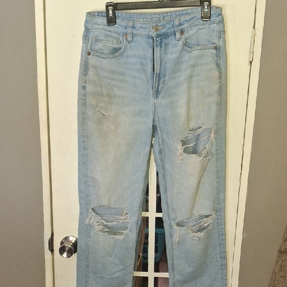 American Eagle Outfitters Womens Boyfriend Relaxed Light Blue Jeans